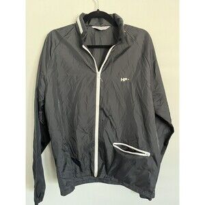 Vintage Rainbow Sportswear Nylon Black Windbreaker Zip Pocket Hood Size M